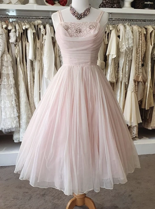 Pink A line short prom dress pink evening dress CD8011