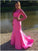 Amazing Mermaid Long Sleeve Satin Lace Two Pieces Long Pink Prom Dress 2024, prom dress CD8097