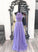 purple lace chiffon long prom dress, evening dress CD8303