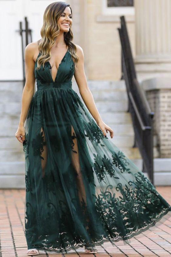 Dark Green Prom Dress, Long Formal Dresses CD8379