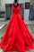 Gorgeous V Neck Red Long Prom Dress CD6821