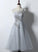 Simple Gray Tulle Mid Length Halter Prom Dress CD8677