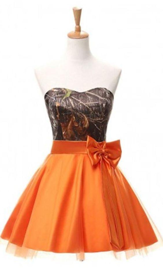 Homecoming Dresses, Camo Short Party Dress, Orange Dresses CD8822