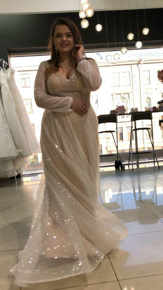 Plus size Long Sleeves Prom Dress CD8869