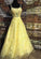 Yellow tulle lace long prom dress evening dress CD9009