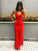 V Neck Mermaid Floor Length Red Prom Dress CD9042