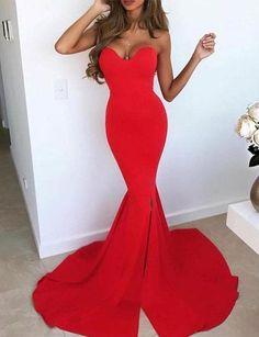 Sexy Red Mermaid Prom Dress, Trumpet Long Evening Dress, Formal Gown CD9120