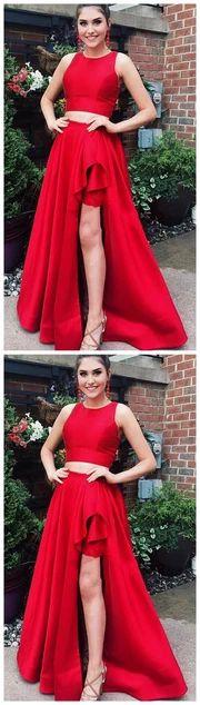 Elegant Red Two Piece Prom Dress, Special Design Long Evening Dress, Women Dress CD9592