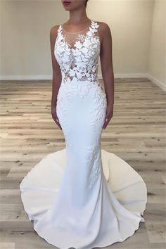 Glamorous Mermaid Wedding Dresses Sleeveless Sheer Tulle Bridal Gowns Prom Dress CD9695