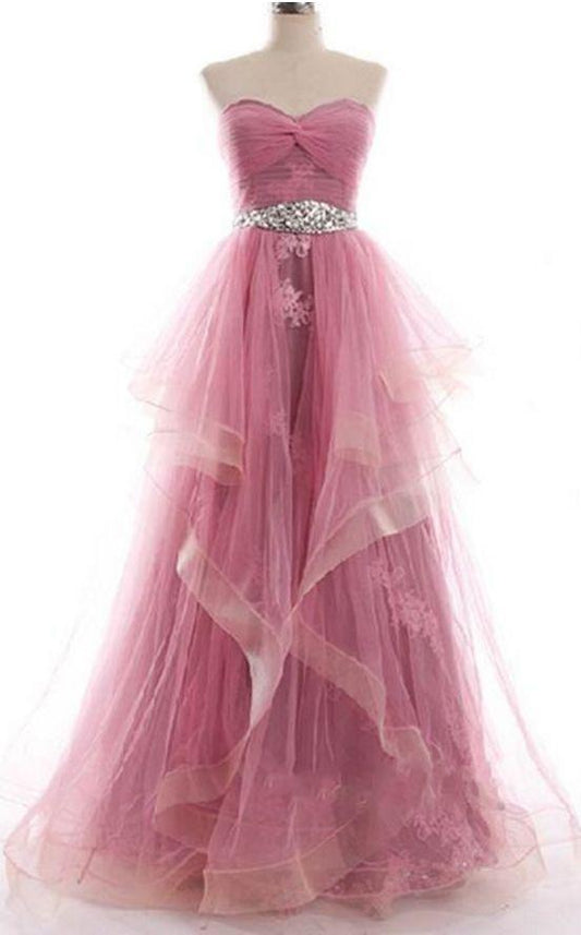 Sweatheart Neck Prom Dress, strapless Prom Dress, beading Prom Dress, long Prom Dress, tulle Prom Dress, high Quality Prom Dress CD9706