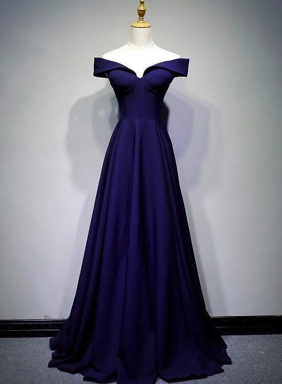 Beautiful Navy Blue A-line Long Prom Dress CD9795