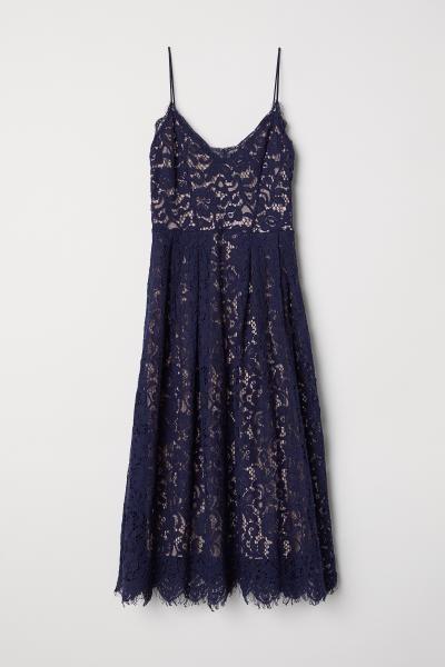 Dark Blue Short Lace homecoming Dress CD9813