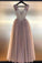 Charming Beaded V-neck Prom Dresses A Line Floor Length Tulle Evening Gowns N2033