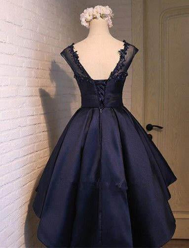 Navy Blue Satin Classy Homecoming Dress,Sexy Party Dress,Graduation Dress,Short Prom Dress,N199