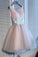 Sequines V-neck Tulle Homecoming Dress Sexy Shining Short Prom Dress, Mini Dress N2141