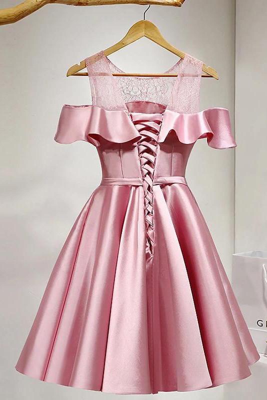 Dusty Rose Homecoming Dresses ,Short Prom Dresses,Satin Cocktail Dress,Short Party Dress,N151
