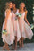 Sleeveless Newest Bridemaid Dresses,V-neck Spaghetti Strap Bridesmaid Dress,Tea Length Lace Bridesmaid Dress,Midi Dress,Irregular Dress,N153