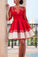 Half Sleeve Red Homecoming dresses,See-through Short Lace Homecoming Gowns,N172
