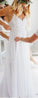 Spaghetti Strap V-neck White Chiffon Lace Appliqued Summer Beach Wedding Dresses,Bridal Dress,N157