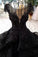 Gorgeous Black Ball Gown Wedding Dress with Cap Sleeves, Long Bridal Dress with Beads N1891