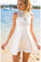 White Lace Top Homecoming Dress,Mini Dress,Short High Neck Sleeveless Prom Dress,N171