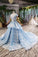 Light Sky Blue Gorgeous Prom Dress with Flowers, Ball Gown Quinceanera Dress with Beads N2197