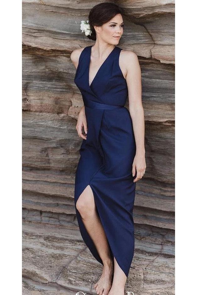 Simple Navy Blue Cheap Long Bridesmaid Dresses, Charming Hot Selling Prom Dresses N2369