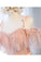 A Line Pink Tulle Lace Homecoming Dress, Cute Short Prom Gown with Pearls N2190