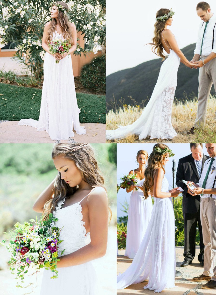 Sexy Backless Beach Wedding Dress,Spaghetti Summer Bridal Gowns,Lace Vestido de noiva,N52