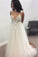 Deep V-neck Beading Prom Dresses,Straps Tulle Appliques A-line Custom Beach Wedding Dress,N97