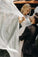 A Line Beaded Chiffon Cap Sleeves Boho Wedding Dresses, Beach Wedding Dress with Pearls N2066
