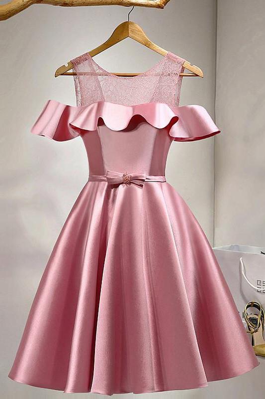 Dusty Rose Homecoming Dresses ,Short Prom Dresses,Satin Cocktail Dress,Short Party Dress,N151