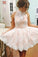 Elegant High Neck Homecoming Dress with White Lace,Sweet 16 Dress,Graduation Dress,N112