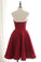 Burgundy Sweetheart Lace Homecoming Dress, A Line Sleeveless Short Prom Dress N2137