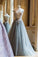 Beautiful Sheer Neck Long Tulle Prom Dress with Flowers, A Line Cap Sleeves Party Dresses N2453