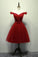 Red Off the Shoulder Tulle Homecoming Dress,  A Line Tulle Graduation Dresses N2130