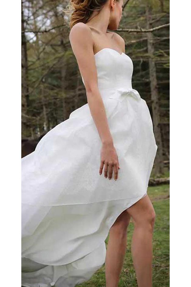 High Low Sweetheart Beach Wedding Dresses, Boho Wedding Dress with Bow N1782