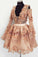 Gorgeous Deep V Neck Long Sleeves Lace Appliques Homecoming Dress with Flowers N2394