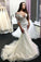 Gorgeous Sheer Neck Half Sleeves Lace Appliques Mermaid Long Wedding Dress N2484