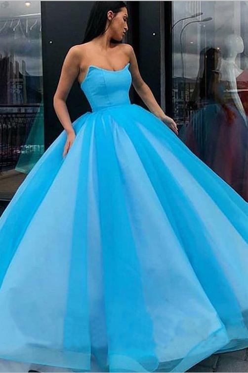 Blue Ball Gown Sweetheart Prom Dress, Princess Floor Length Tulle Quinceanera Dresses N2259