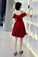 Burgundy Straps Off the Shoulder Knee Length Homecoming Dress with Ruffles N1960