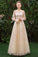 Floor Length Long Sleeve Tulle Evening Dress with Appliques, Prom Gown N2319
