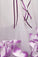 White Ball Gown Sleeveless Long Flower Girl Dress with Purple Flowers Sash F064