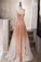 Unique Spaghetti Straps V Neck Sleeveless Tulle Prom Dresses, A Line Party Dresses N2090