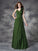 A-line/Princess V-neck Hand-Made Flower Sleeveless Long Chiffon Bridesmaid Dresses CICIP0005771