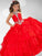 Ball Gown Halter Sequin Rhinestone Sleeveless Long Organza Flower Girl Dresses CICIP0007537