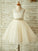 A-Line/Princess Tea-Length Scoop Lace Sleeveless Tulle Flower Girl Dresses CICIP0007770