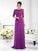 Sheath/Column Scoop Applique 1/2 Sleeves Long Chiffon Mother of the Bride Dresses CICIP0007134