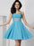 A-Line/Princess Spaghetti Straps Sleeveless Rhinestone Short Chiffon Homecoming Dresses CICIP0008512