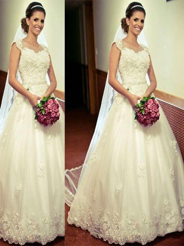 Ball Gown Tulle Floor-Length Sleeveless Sweetheart Wedding Dresses CICIP0006771